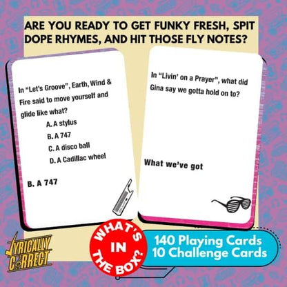 Lyrically Correct '80s Mixtape Music Trivia Card Game - Hip Hop, R&B, Funk, and Pop Edition - Finish The Lyrics Challenge, Fun for Adults, Party or Family Night