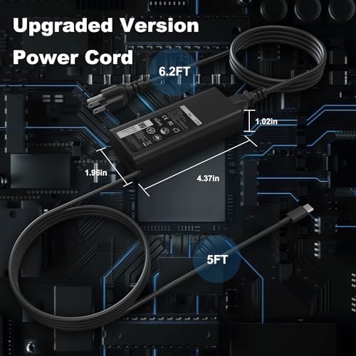 65W Type C USB C Laptop Charger Compatible with Dell Latitude Computer 5530 5420 5430 5520 5540 7430 7420 7440 7340 7530 7330 7320,Inspiron 14 7425 16 7620 XPS 2in1 Chromebook 3100 Power Adapter Cord