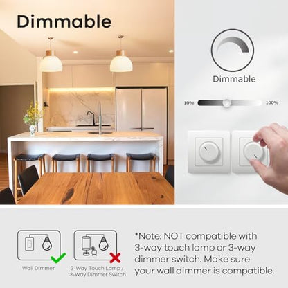 Linkind A19 LED Light Bulbs Dimmable, 40 Watt Equivalent, E26 Base, 2700K Soft White, 5W 450 Lumens CRI80+, 120V, UL Listed FCC Certified, LED Lights for Bedroom Living Room Home Office, 6 Packs