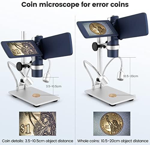 Andonstar AD203S HDMI Digital Microscope for Error Coins with Metal Stand, Handheld Portable USB Microscope Kit for Kids&Adults, 4" LCD Screen, Photo/Video Capture, Windows/Mac PC Compatible(Navy)