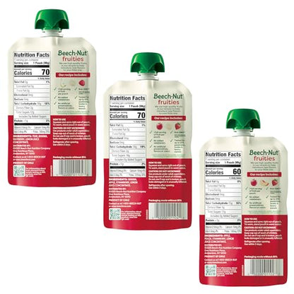 Beech-Nut Baby Food Pouches Variety Pack, Berry Blends Fruit Purees, 3.5 oz (18 Pack)