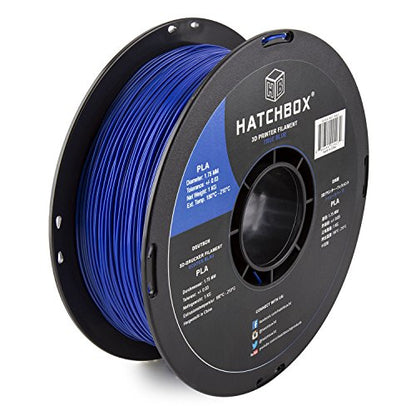 HATCHBOX 1.75mm True Blue PLA 3D Printer Filament, 1 KG Spool, Dimensional Accuracy +/- 0.03 mm, 3D Printing Filament
