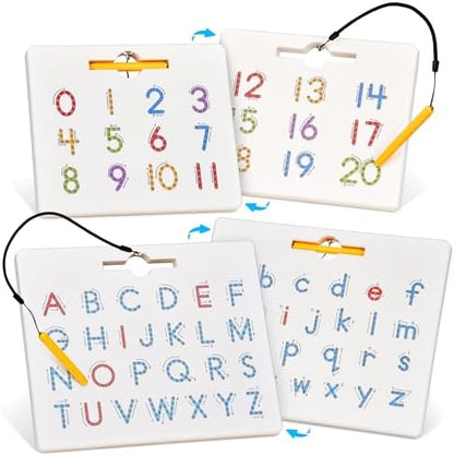 GAMENOTE Double Sided Magnetic Letter & Number Board Set - Alphabet & Numbers Tracing Board for Toddlers, ABC Uppercase & Lowercase Practicing, Math Learning, Educational Toys for Kids