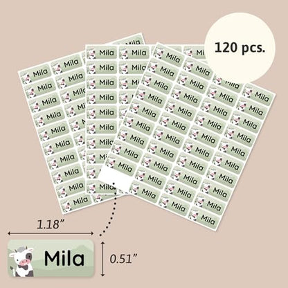– Personalized Name Labels for Kids (120) – Waterproof & Durable Stickers for Clothing, School & Daycare Items - Animals