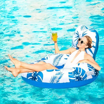 [2025 New Model] Pool Floats - Inflatable Pool Floats with Cup Holders,Unibody Pool Lounger Float with Handle，Ideal Pool Toys for Pools,Beach,Lakes, Rivers,Water Party 2025 Beach Vacation Essentials
