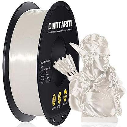 GIANTARM 3D Printer Filament, Silk White Pla Filament, 1Kg(2.2lbs) Spool, 1.75mm Dimension Accuracy +/- 0.03mm, 3D Printing Filament