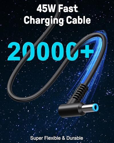 45W Charger Compatible with HP Laptop Charger, Blue Tip, Pavilion x360 11 13 15, Zbook 14u G4 G5 15u 15 G3, Notebook 15, Stream 13 11 14 AC Adapter with Power Cord