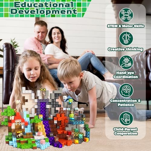 300 PCS 0.8in Magnetic Blocks - Magnet Toys for Kids, Magnetic Building Blocks Cubes, Stacking Magnets, School STEM Toys Birthday Gifts for Boys and Girls Age 3+ Years Old (Theme: Portal)
