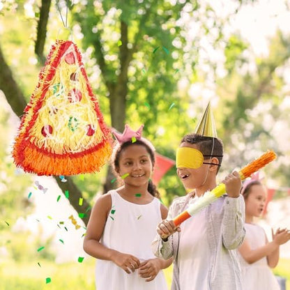 Wernnsai Pizza Piñata - Pizza Decorations For Kids Food Themed Birthday Party Piñata With Blindfold And Bat For Summer Mexican Party Supplies