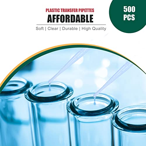 moveland 500PCS 3ML Plastic Dropper Pipettes, Disposable Eye Dropping Pipettes for Essential Oils, Home Use, Science Class, Lab Experiments, DIY Art