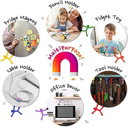 MAGMEN Classic Magnetic Fidget Toy Figures for Kids 3-8 & Toddlers |10pc Opaque Colors Multipurpose Magnets Set for Travel, Airplane Play, Desk & Stocking Stuffer Gifts.