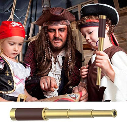 Pirate 25x30 High Powered Zoomable Collapsible Monocular Brass Spyglass Handheld Waterproof Telescope for Bird Watching Hunting Hiking Travelling