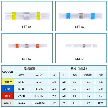 TICONN 1250Pcs Heat Shrink Wire Connectors, Waterproof Automotive Marine Electrical Terminals Kit, Crimp Connector Assortment, Ring Fork Spade Butt Splices