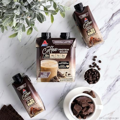 Atkins Mocha Latte Iced Coffee Flavored Protein Shake, High Protein, Low Glycemic, Low Carb and Low Sugar Shakes, Keto-Friendly, 12 Pack