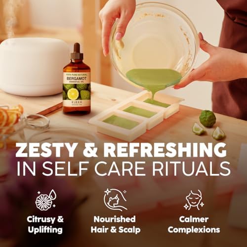 Kukka Bergamot Essential Oil for Diffuser and Skin - 4 Fl Oz - 100% Pure Natural Bergamot Oil for Aromatherapy, Hair Shampoo ,Bath Bomb & Soap Making Scent DIY