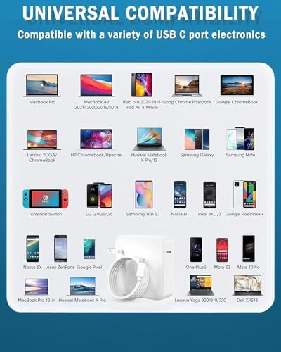 Mac Book Charger,100W USB C Charger Replacement for MacBook Pro 16, 15, 14, 13 Inch, MacBook Air 13 Inch, iPad Pro 2023/2022/ 2021/2020/ 2019/2018 All USB C Device,Type C to C Cable Power Adapter
