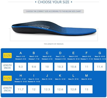 Arch Support Inserts for Men Women - Plantar Fasciitis High Arch Support Insoles, Orthotics Shoe Inserts for Flat Feet, Foot Pain Relief Shock Absorption and Cushioning (Mens 16-16 1/2)