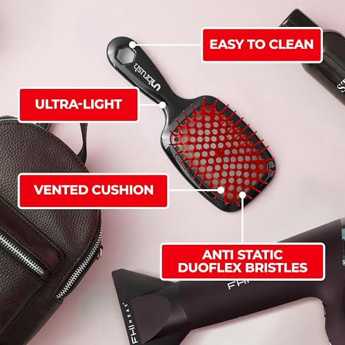 FHI Heat UNbrush Detangling Brush for Pain-Free Brushing on All Wet or Dry Hair Types — Durable DuoFlex Anti-Static Bristles, Lightweight Handle, Vented Hair Brush