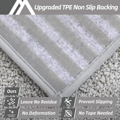 COSY HOMEER Edging Stair Treads Non-Slip Carpet Mat 28inX9in Indoor Stair Runners for Wooden Steps, Edging Stair Rugs for Kids and Dogs, 100% Polyester TPE Backing (15pc, Grey)