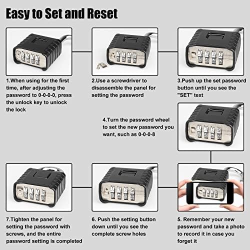 Heavy Duty Combination Padlock, Large Outdoor Padlock [One-Touch Unlocking] High Security Weatherproof, Design of Hidden Password Suitable for Locker, Home, School, Garage, Gate, Garden