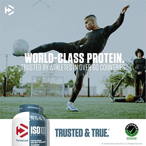 Dymatize ISO100 Whey Protein Powder Isolate, Vanilla, 25g of Protein, 3 Pound, 5.5g BCAAs, Less Than 120 Cal., Gluten Free, 1g Fat, 1g Sugar, 2g Carb (45 Servings)