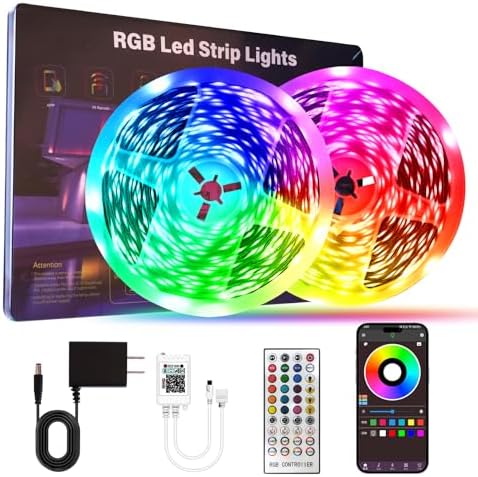 Led Lights for Bedroom 200 FT (2 Rolls 100 FT), with Remote and Application Control RGB Color Changing LED Strip Lights, Music Synchronization, Used for Room, Family, Party Decoration