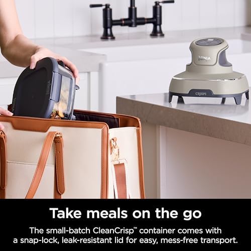 Ninja Crispi Air Fryer, Microwave, Freezer & Dishwasher Safe, Non Toxic Glass Portable Cooking System, 4 QT & 6 Cup Glass Containers with Storage Lids, Easy Meals, Air Fry, Bake, Stone, FN101ST