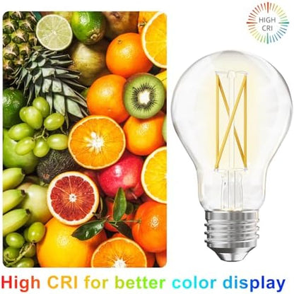 TJOY 12 Pack A19 Vintage LED Edison Bulbs, Dimmable, 60W Equivalent, High Brightness 2700K Warm White, 7W E26 Standard Base, 800 Lumens, CRI80+, Clear Glass Filament Bulb for Home, Farmhouse