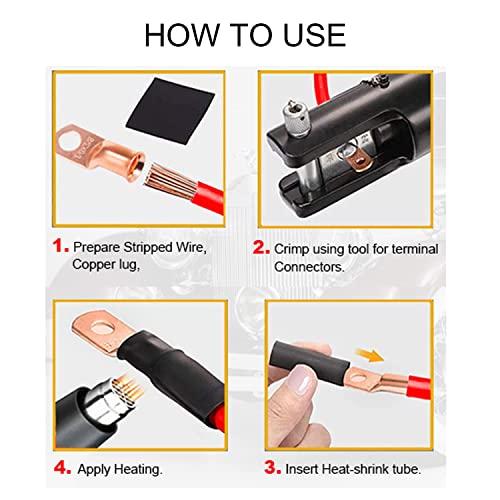 TKDMR 195Pcs Copper Wire Lugs AWG2 4 6 8 10 12 with Heat Shrink Set, 85Pcs Battery Cable Lugs Battery Cable Ends Ring Terminals Connectors with 110Pcs Heat Shrink Tubing Assortment Kit