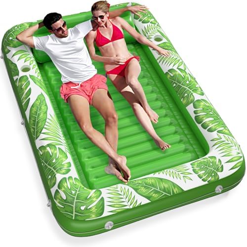Inflatable Tanning Pool Lounger Float - Jasonwell 4 in 1 Sun Tan Tub Sunbathing Pool Lounge Raft Floatie Toys Water Filled Tanning Bed Mat Pad for Adult Blow Up Kiddie Pool Kids Ball Pit Pool