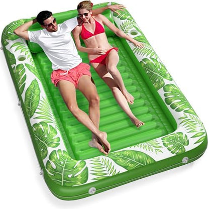 Inflatable Tanning Pool Lounger Float - Jasonwell 4 in 1 Sun Tan Tub Sunbathing Pool Lounge Raft Floatie Toys Water Filled Tanning Bed Mat Pad for Adult Blow Up Kiddie Pool Kids Ball Pit Pool