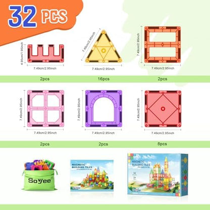 Magnetic Tiles Toddler Toys Magnetic Building Blocks for Kids Ages 3-12 STEM Educational Toys for Girls & Boys Sensory Play for Preschool Learning Classroom Must Have Decor