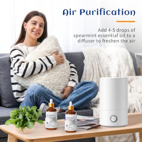 HIQILI 100ML Spearmint Oil for Skin Care, Facial, Can be Added to Lotions, Creams -100% Pure Natural Treatment Grade - 3.38 Fl Oz