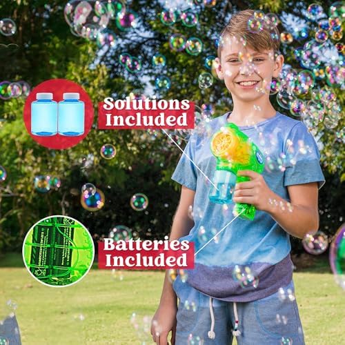 JOYIN 2 Bubble Guns Blaster Kit with 2 Solution for Kids, Automatic Bubble Maker Blower Machine for Party Favors, Birthday, Outdoor & Indoor Activity, Summer Toy