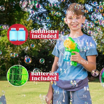 JOYIN 2 Bubble Guns Blaster Kit with 2 Solution for Kids, Automatic Bubble Maker Blower Machine for Party Favors, Birthday, Outdoor & Indoor Activity, Summer Toy