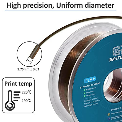 Geeetech Metal-Like Shiny Silk Bronze Rainbow 3D Printer PLA Filament,Shine Silky Metallic Printing Consumable 1.75mm,Dimensional Accuracy +/- 0.02 mm,1kg Spool (2.2lbs),Fit Most FDM Printer