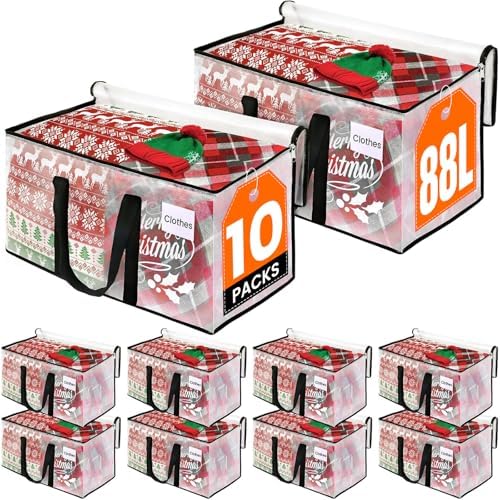 Clear Heavy Duty Extra Large Moving Bags, Reinforced Handle & Double Zipper, Storage Bags Alternative to Moving Box (10 Packs)