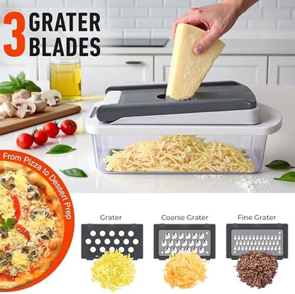 Mueller Pro-Series 10-in-1, 8 Blade Vegetable Chopper, Mandoline Slicer, Food Chopper with Container, Fruit Slicer, Kitchen Gadgets & Accessories, Home Essentials