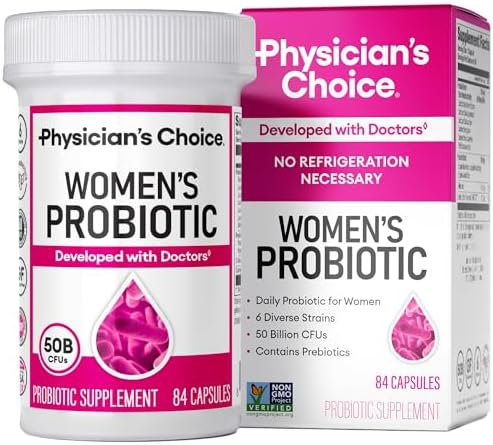 Physician's Choice Probiotics for Women - PH Balance, Digestive, UT, & Feminine Health - 50 Billion CFU - 6 Unique Strains for Women - Organic Prebiotics, Cranberry Extract+ - Womens Probiotic - 84 CT
