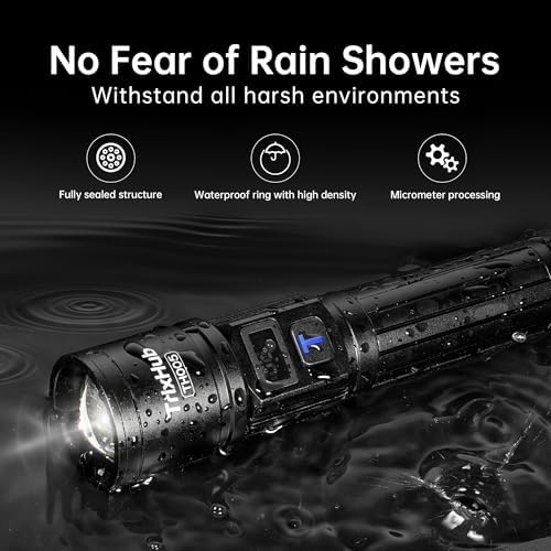 Rechargeable Flashlights 2 Pack, Super Bright High Lumens Flash Light, 5 Modes Zoomable Linternas with LCD Digital Display, Powerful Handheld LED Flashlights for Emergencies Camping