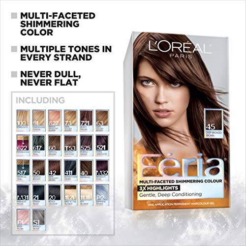 L'Oreal Paris Feria Multi-Faceted Shimmering Permanent Hair Color, 40 Espresso, Hair Dye Kit, Pack of 2