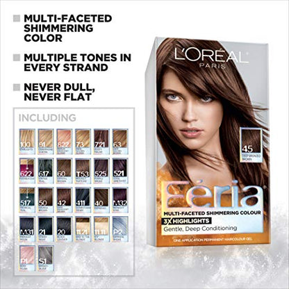 L'Oreal Paris Feria Multi-Faceted Shimmering Permanent Hair Color, 40 Espresso, Hair Dye Kit, Pack of 2