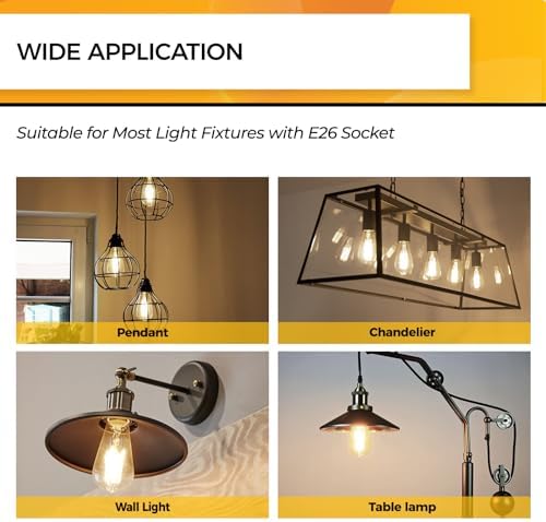 Hizashi Vintage LED Edison Bulb Dimmable, 6W Equivalent 60W, 3000k Soft White, E26 Base Led Light Bulbs, 700LM, UL Listed, High CRI 95+ Eye Protection, Clear Glass, Pack of 12
