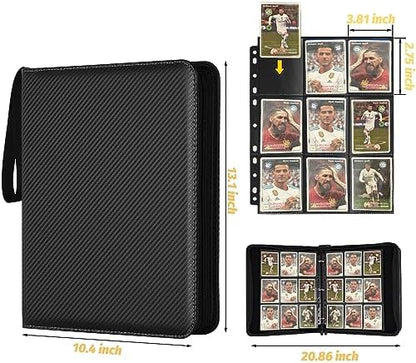 9 Pocket Card Binder, Premium Zip Trading Card Binder, 720 Double Sided Pocket PU Collection Binder, Collector Album, Card Folder for MTG, TCG, Sports Cards, (Black)