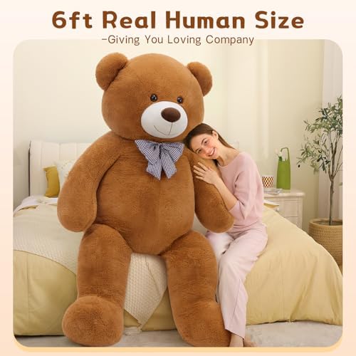 MaoGoLan Giant Teddy Bear 6 Feet Tall, Dark Brown Human Size Big Teddy Bear Stuffed Animal for Boyfriend,Girlfriend,Wife on Valentines Day,Christmas,Birthday