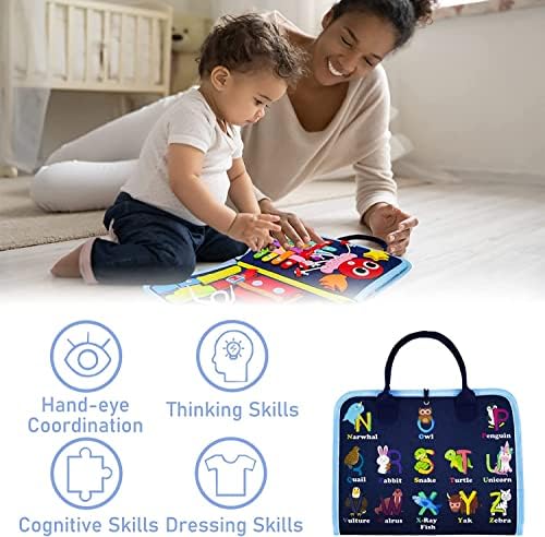 Gojmzo Busy Board Montessori Toys for Toddler Boys & Girls Gifts, Sensory Toys for Toddlers, Educational Travel Preschool Activities Learning Alphabet Count Fine Motor Skills