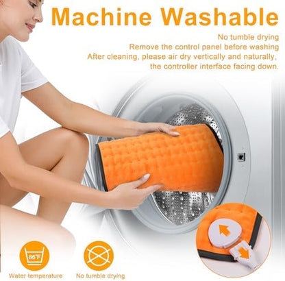 Heating Pad-Electric Heating Pads for Back,Neck,Abdomen,Moist Heated Pad for Shoulder,Knee,Hot Pad for Arms and Legs,Dry&Moist Heat & Auto Shut Off(Orange Black, 12''×24'')