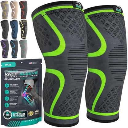 Modvel Compression Knee Brace for Women & Men, 2-Pack Knee Brace for Running Knee Pain, Knee Support Compression Sleeve, Workout Sports Knee Braces for Meniscus Tear, ACL & Arthritis Pain Relief