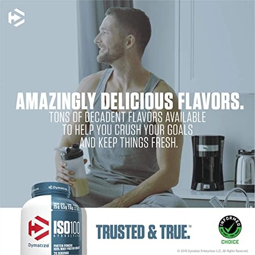 Dymatize ISO100 Whey Protein Powder Isolate, Vanilla, 25g of Protein, 3 Pound, 5.5g BCAAs, Less Than 120 Cal., Gluten Free, 1g Fat, 1g Sugar, 2g Carb (45 Servings)