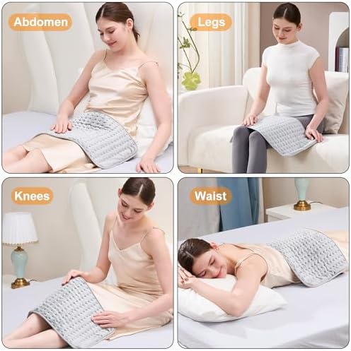 Heating Pad,Electric Heating Pads for Back,Neck,Abdomen,Fathers Day Dad Gifts,Moist Heating Pad for Shoulder,Knee,Arms,Legs,Dry/Moist Heat & Auto Shut Off,Birthday Gifts for Men(Light Gray, 24''×12'')